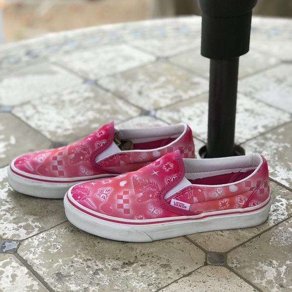 VANS Pink White Tie-Dye Slip-On Slide Tennis Shoes (Unisex) - Picture 6 of 10
